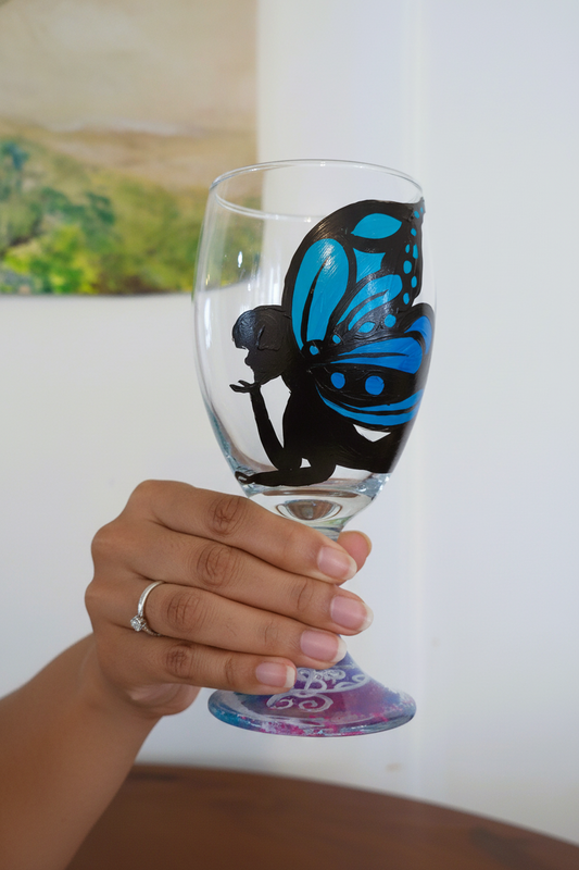 Lounge on the Wind | Hand-Painted Fairy Goblet Glass | Fantasy Stemware