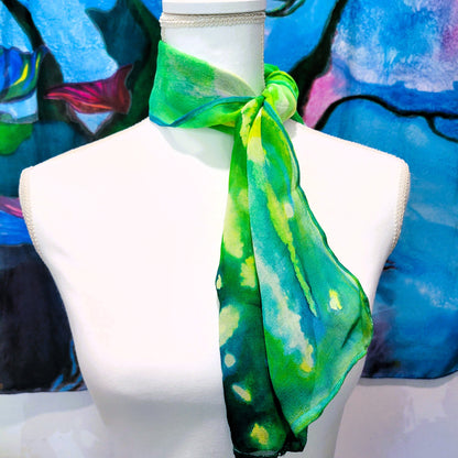 Green Silk Chiffon Scarf