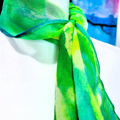 Green Silk Chiffon Scarf