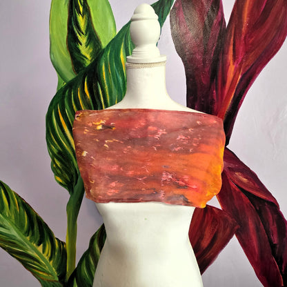 Hand Dyed Silk Chiffon Infinity Scarf – Yellow, Red, and Browns, Luxury Silk Loop Scarf, Lightweight Sheer Silk Scarf, Handmade Painted Silk