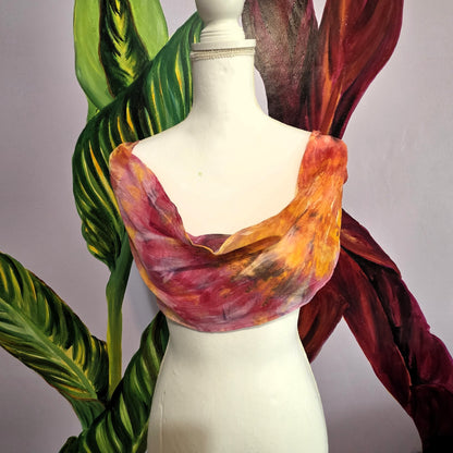 Hand Dyed Silk Chiffon Infinity Scarf – Luxury Silk Loop Scarf, Lightweight Sheer Silk Scarf, Handmade Painted Silk