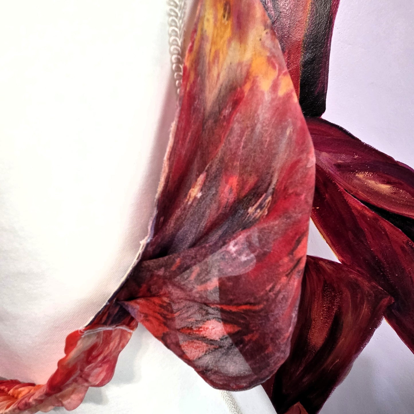 Hand Dyed Silk Chiffon Infinity Scarf – Luxury Silk Loop Scarf, Lightweight Sheer Silk Scarf, Handmade Painted Silk