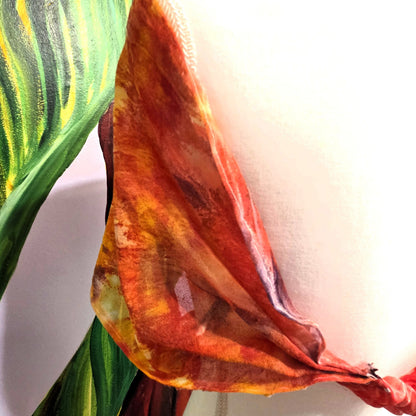 Hand Dyed Silk Chiffon Infinity Scarf – Luxury Silk Loop Scarf, Lightweight Sheer Silk Scarf, Handmade Painted Silk