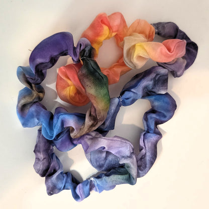 Hand Dyed Silk Scrunchie – Handmade Silk Hair Tie, Hand Sewn Scrunchy, Luxury Silk Ponytail Holder, Gift for Her, Soft Hair Accessory