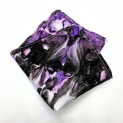 Hand Painted Silk Pocket Square 10”, Mini Silk Accessory, Wearable Art, Small Luxury Gift, One of a Kind Silk