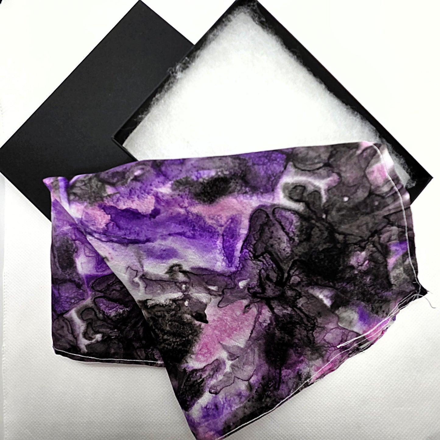 Hand Painted Silk Pocket Square 10”, Mini Silk Accessory, Wearable Art, Small Luxury Gift, One of a Kind Silk