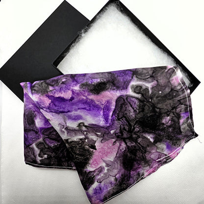 Hand Painted Silk Pocket Square 10”, Mini Silk Accessory, Wearable Art, Small Luxury Gift, One of a Kind Silk