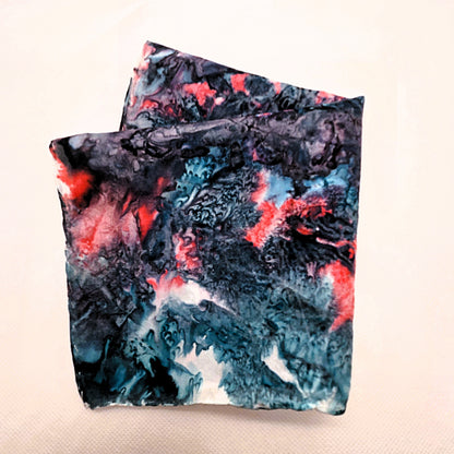 Hand Painted Silk Pocket Square 10”, Mini Silk Accessory, Wearable Art, Small Luxury Gift, One of a Kind Silk