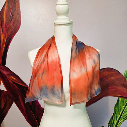 Afterglow Veil — Hand Dyed Silk Chiffon Scarf with Hand Rolled Hem