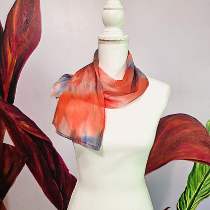 Afterglow Veil — Hand Dyed Silk Chiffon Scarf with Hand Rolled Hem