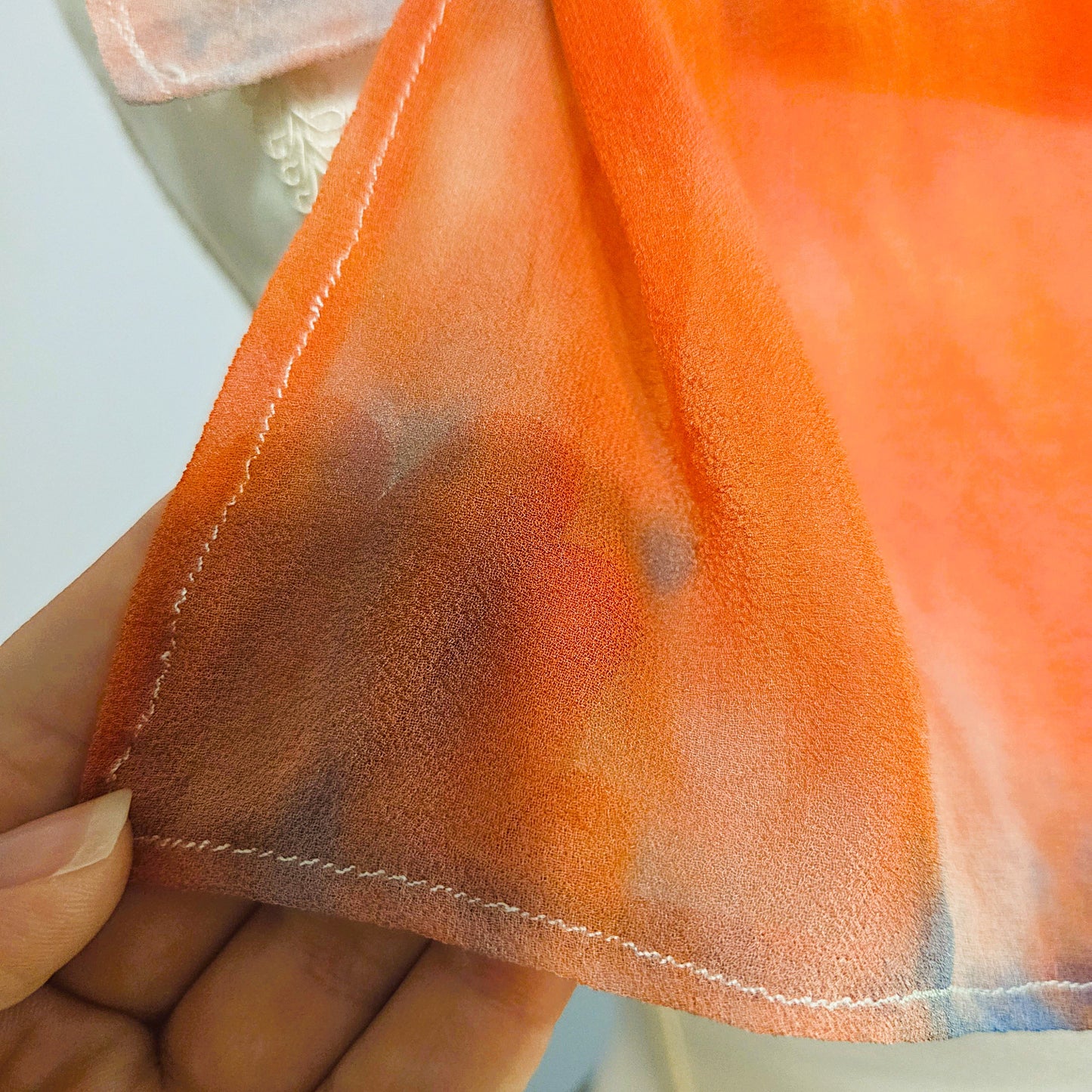 Afterglow Veil — Hand Dyed Silk Chiffon Scarf with Hand Rolled Hem