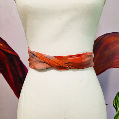 Afterglow Veil — Hand Dyed Silk Chiffon Scarf with Hand Rolled Hem