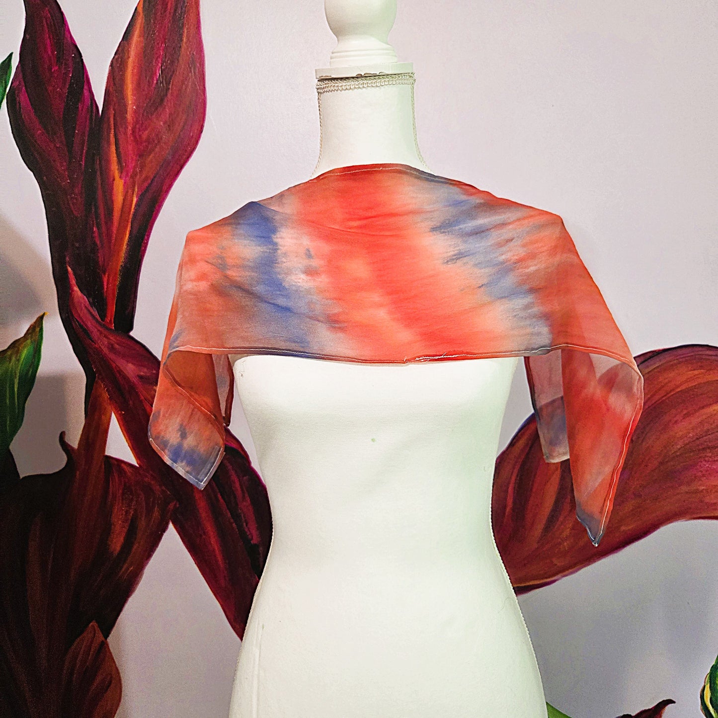 Afterglow Veil — Hand Dyed Silk Chiffon Scarf with Hand Rolled Hem