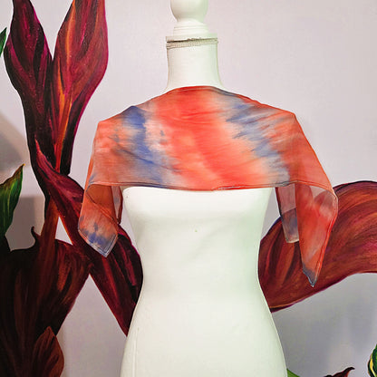 Afterglow Veil — Hand Dyed Silk Chiffon Scarf with Hand Rolled Hem