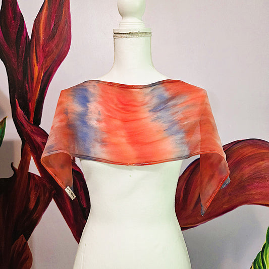 Afterglow Veil — Hand Dyed Silk Chiffon Scarf with Hand Rolled Hem