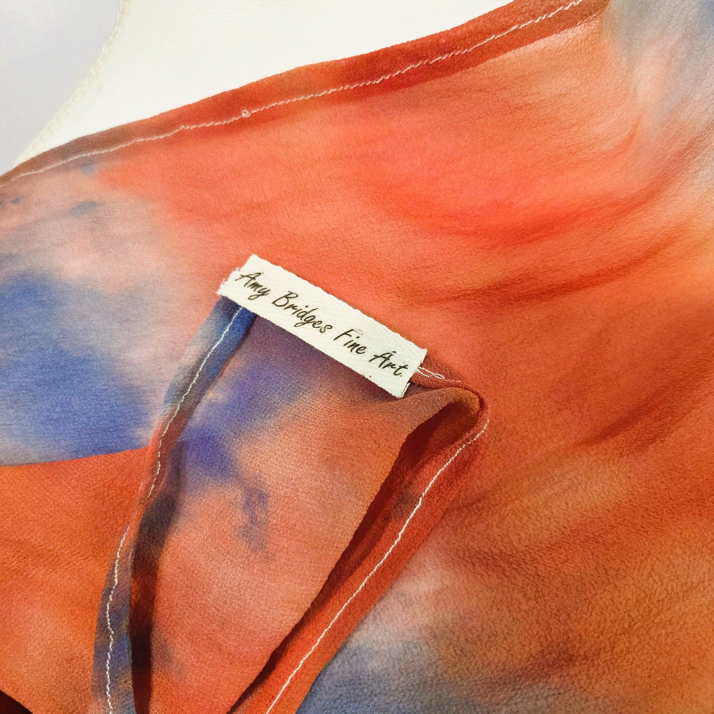 Afterglow Veil — Hand Dyed Silk Chiffon Scarf with Hand Rolled Hem
