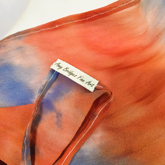Afterglow Veil — Hand Dyed Silk Chiffon Scarf with Hand Rolled Hem
