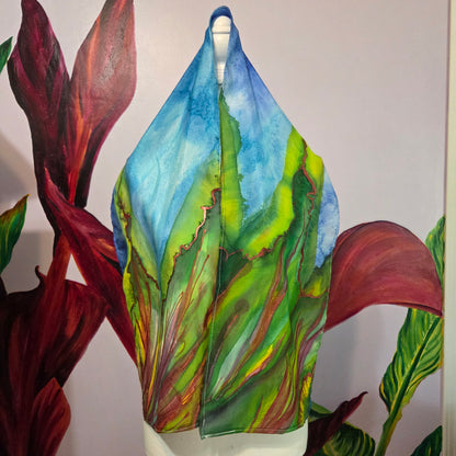 The Quiet Divide | Hand-Painted 100% Silk Scarf