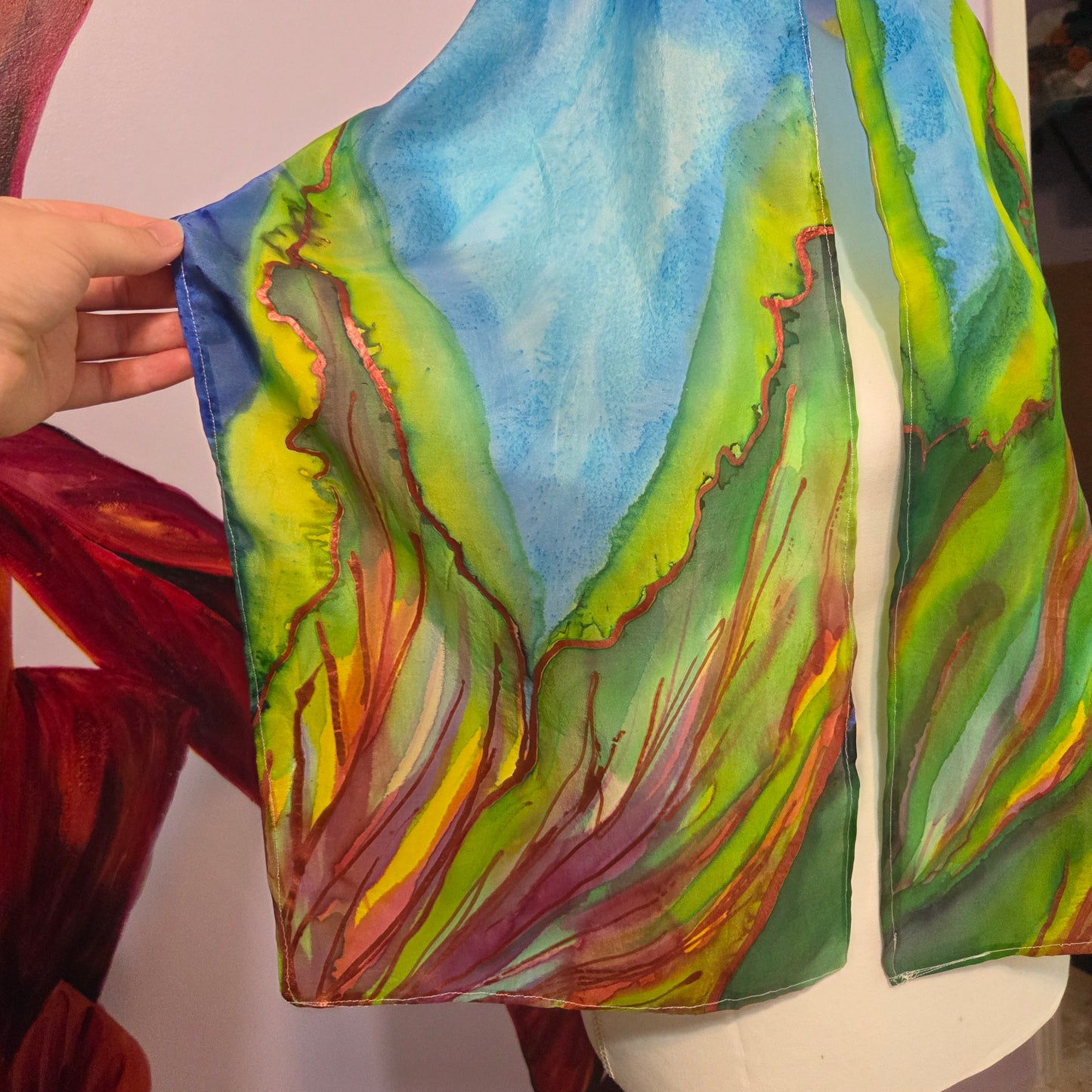 The Quiet Divide | Hand-Painted 100% Silk Scarf