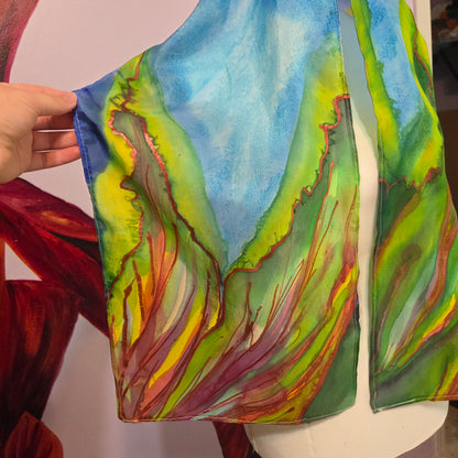 The Quiet Divide | Hand-Painted 100% Silk Scarf