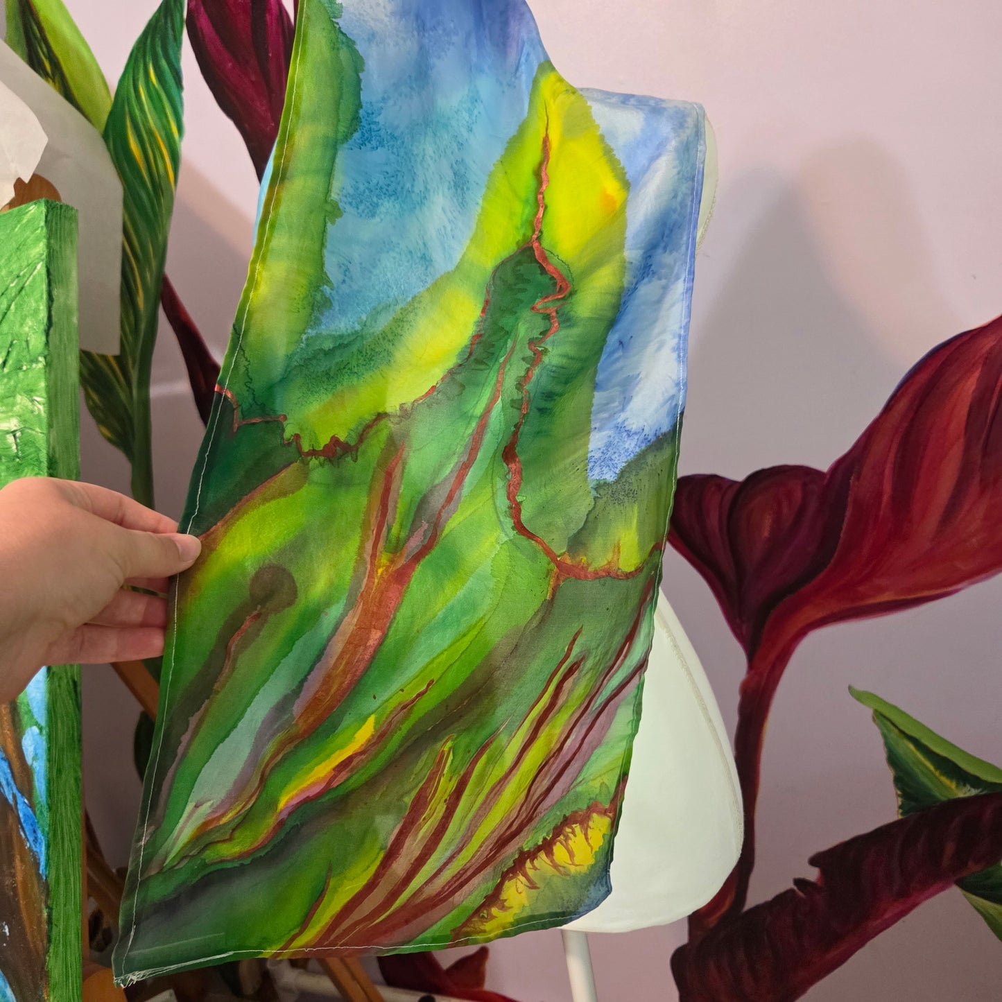 The Quiet Divide | Hand-Painted 100% Silk Scarf