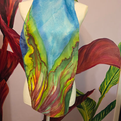 The Quiet Divide | Hand-Painted 100% Silk Scarf