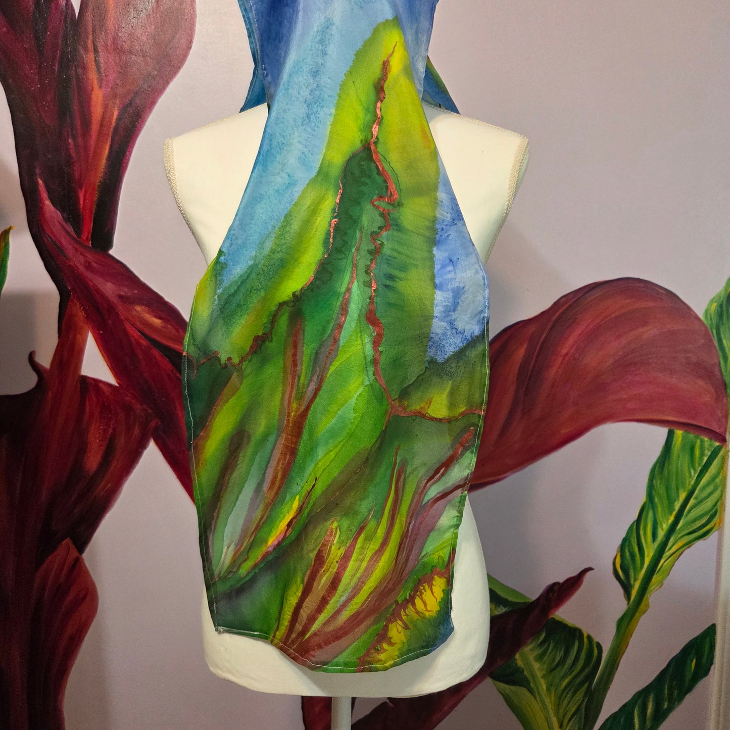 The Quiet Divide | Hand-Painted 100% Silk Scarf