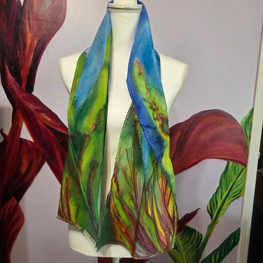 The Quiet Divide | Hand-Painted 100% Silk Scarf
