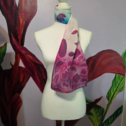 Petals in the Wind | Hand-Painted Habotai Silk Scarf | 100% Silk Floral Scarf