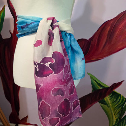 Petals in the Wind | Hand-Painted Habotai Silk Scarf | 100% Silk Floral Scarf