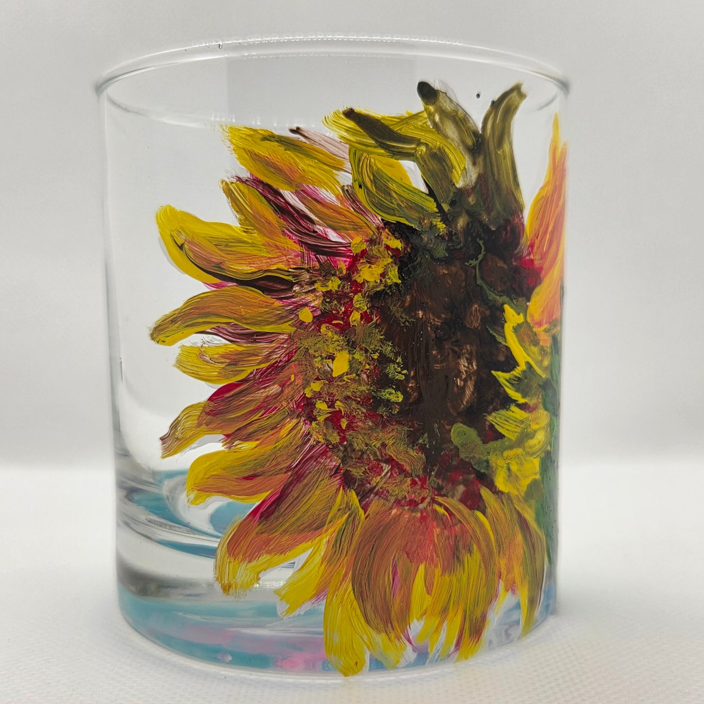 Sunflower Hand Painted Highball Glass – Botanical Wildflower Drinkware (11 oz)