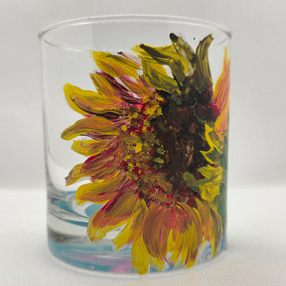Sunflower Hand Painted Highball Glass – Botanical Wildflower Drinkware (11 oz)