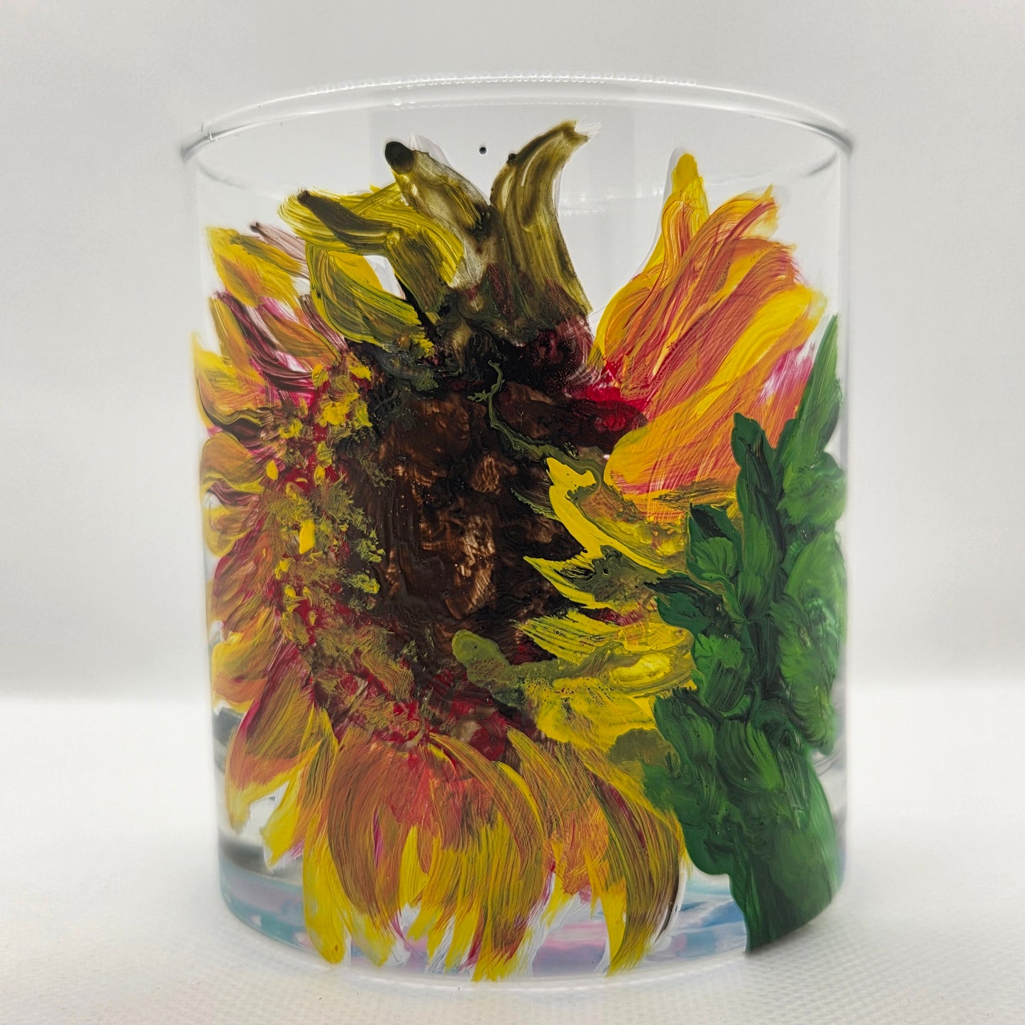 Sunflower Hand Painted Highball Glass – Botanical Wildflower Drinkware (11 oz)