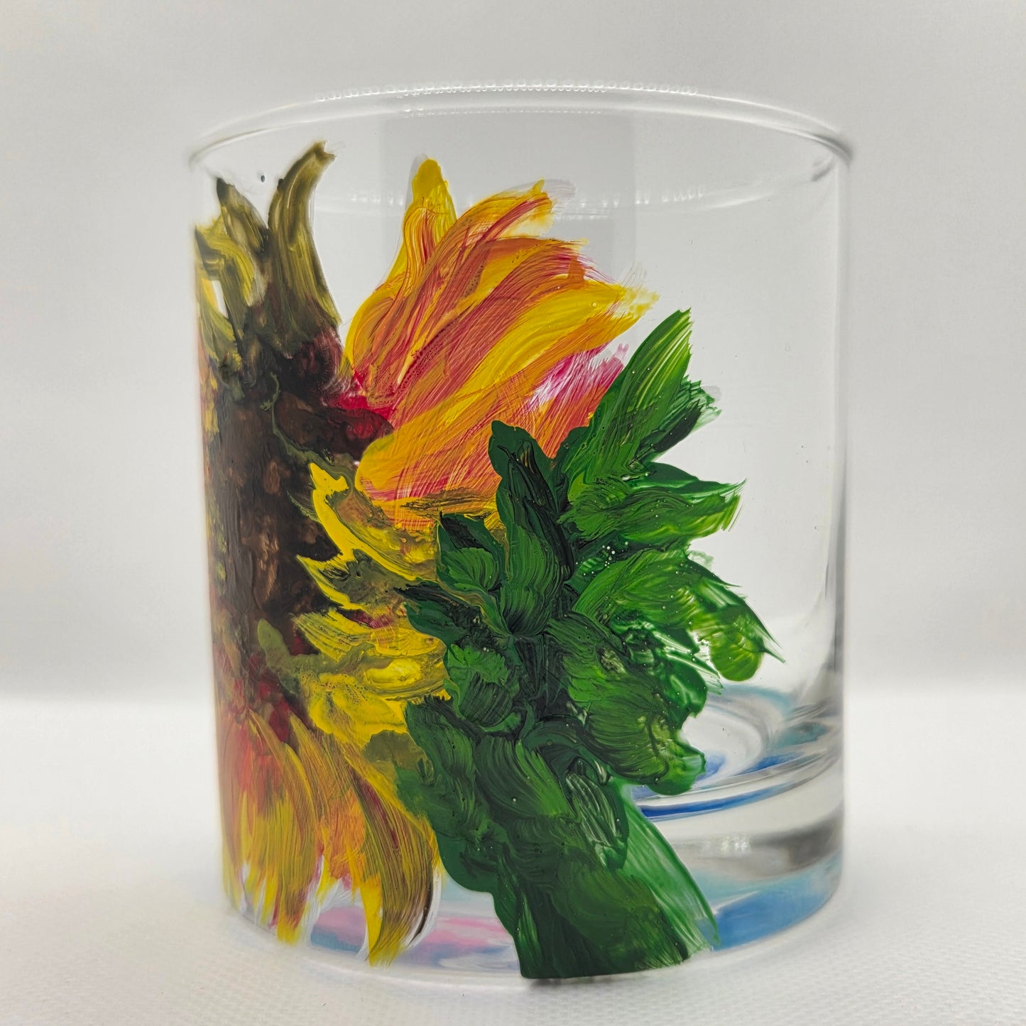 Sunflower Hand Painted Highball Glass – Botanical Wildflower Drinkware (11 oz)