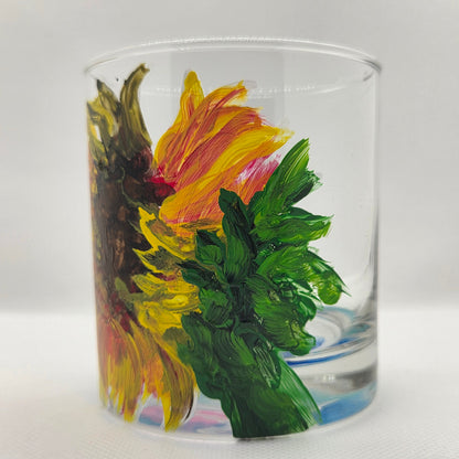 Sunflower Hand Painted Highball Glass – Botanical Wildflower Drinkware (11 oz)