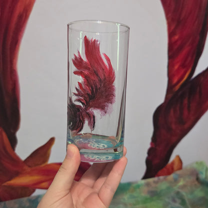 Midnight Feather Cardinal Glass | Hand-Painted 16 oz Tumbler
