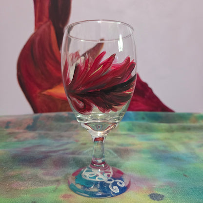 Ember Drift Cardinal Goblet | Hand-Painted 16 oz Glass