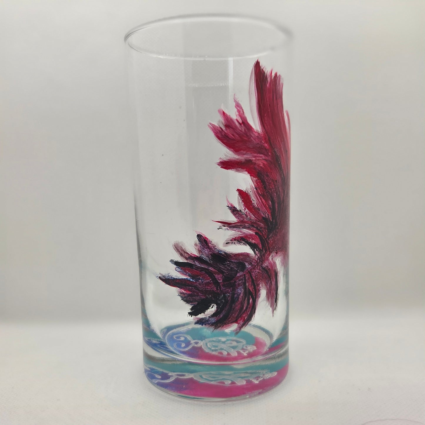 Midnight Feather Cardinal Glass | Hand-Painted 16 oz Tumbler