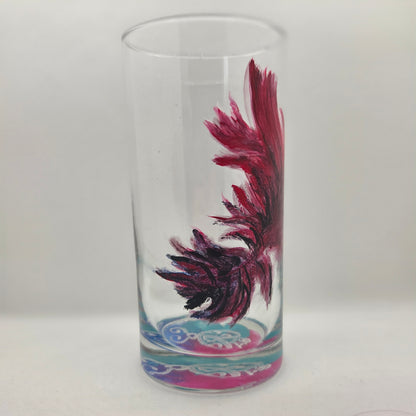 Midnight Feather Cardinal Glass | Hand-Painted 16 oz Tumbler