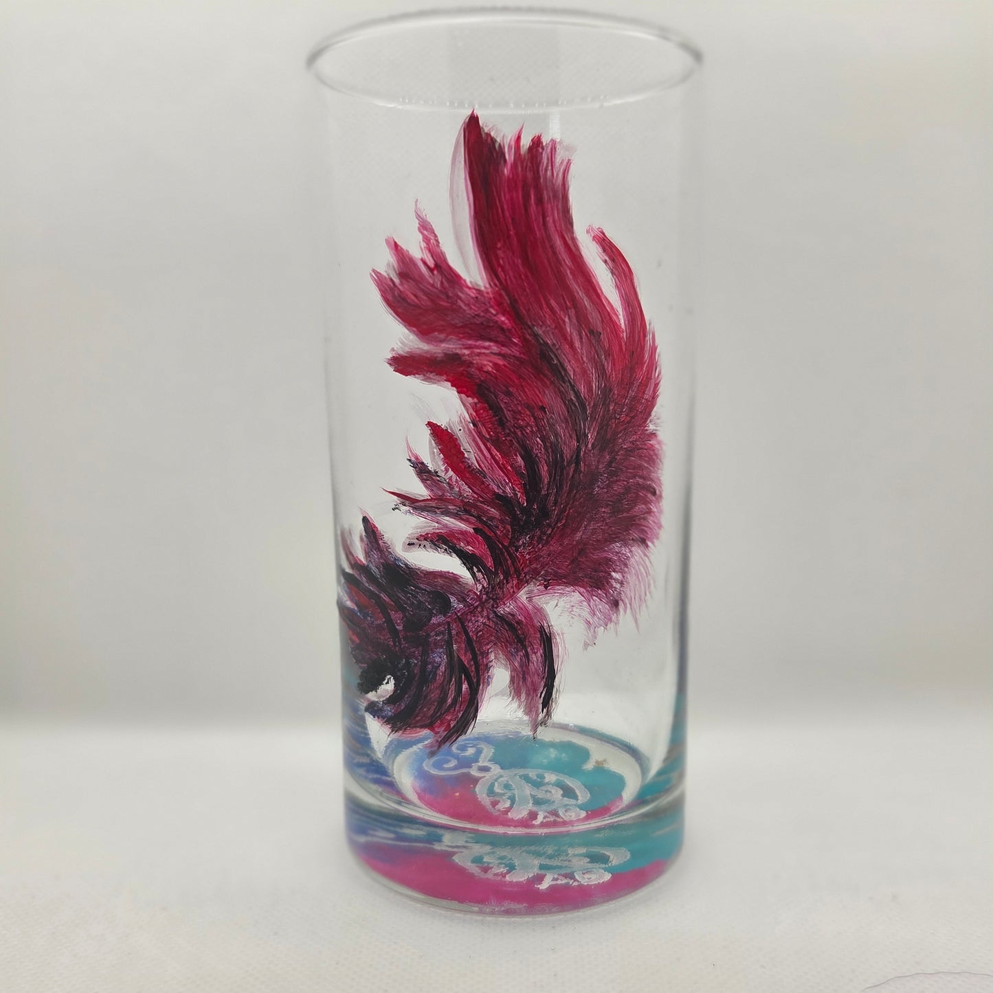 Midnight Feather Cardinal Glass | Hand-Painted 16 oz Tumbler