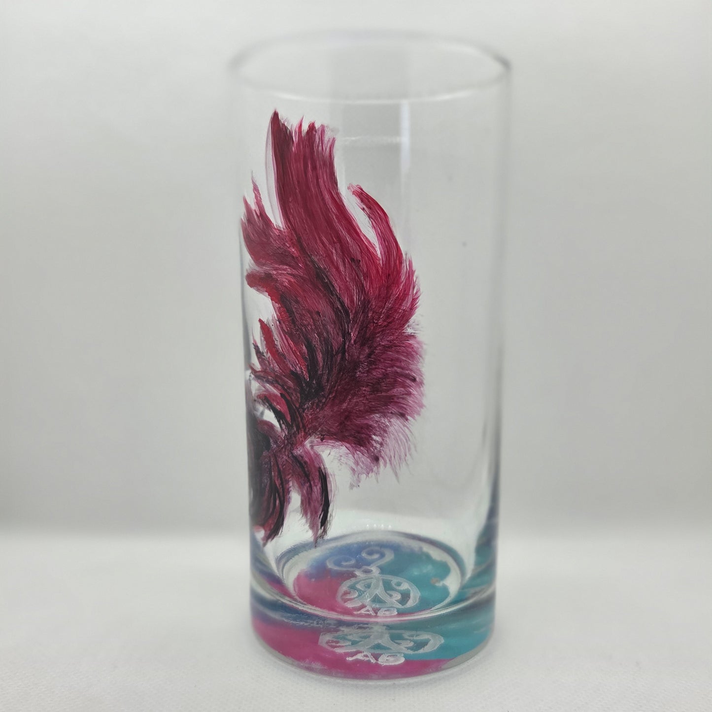 Midnight Feather Cardinal Glass | Hand-Painted 16 oz Tumbler