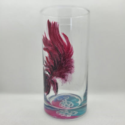 Midnight Feather Cardinal Glass | Hand-Painted 16 oz Tumbler