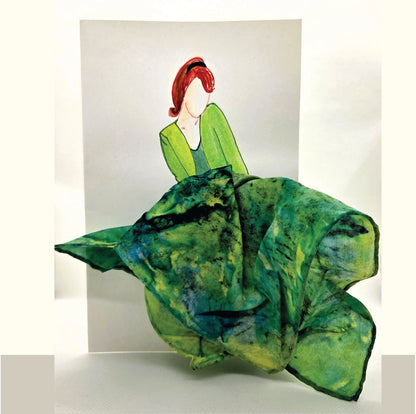 Silk Pocket Square Greeting Card – Hand-Painted Wearable Art Gift