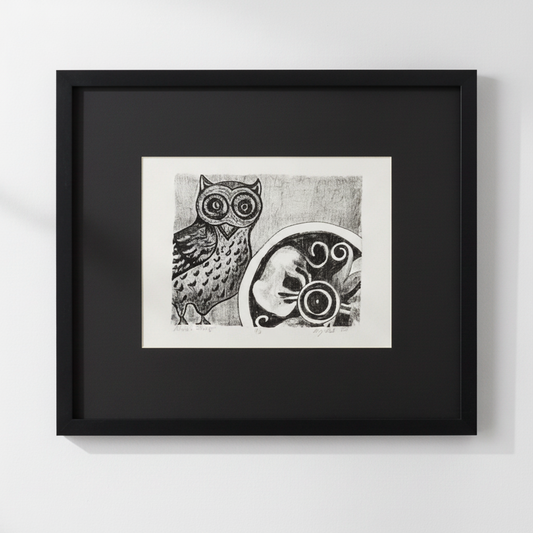 Limited edition lithograph print of Athena’s Strength, a Greek mythology inspired artwork by Amy Bridges, matted and presented as a signed fine art piece.