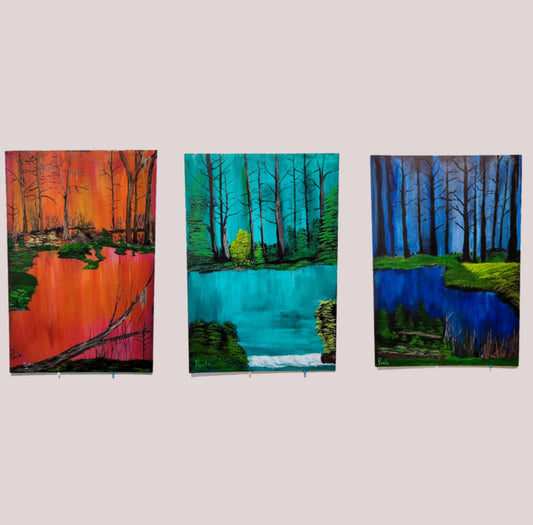 Bayou Swamp Triptych on Panels by Ronnie Poole