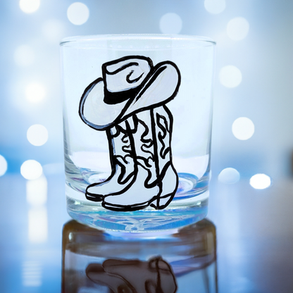 Cowboy Boots and Hat Highball Glass