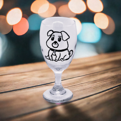 Seated Pup Goblet Wine Glass