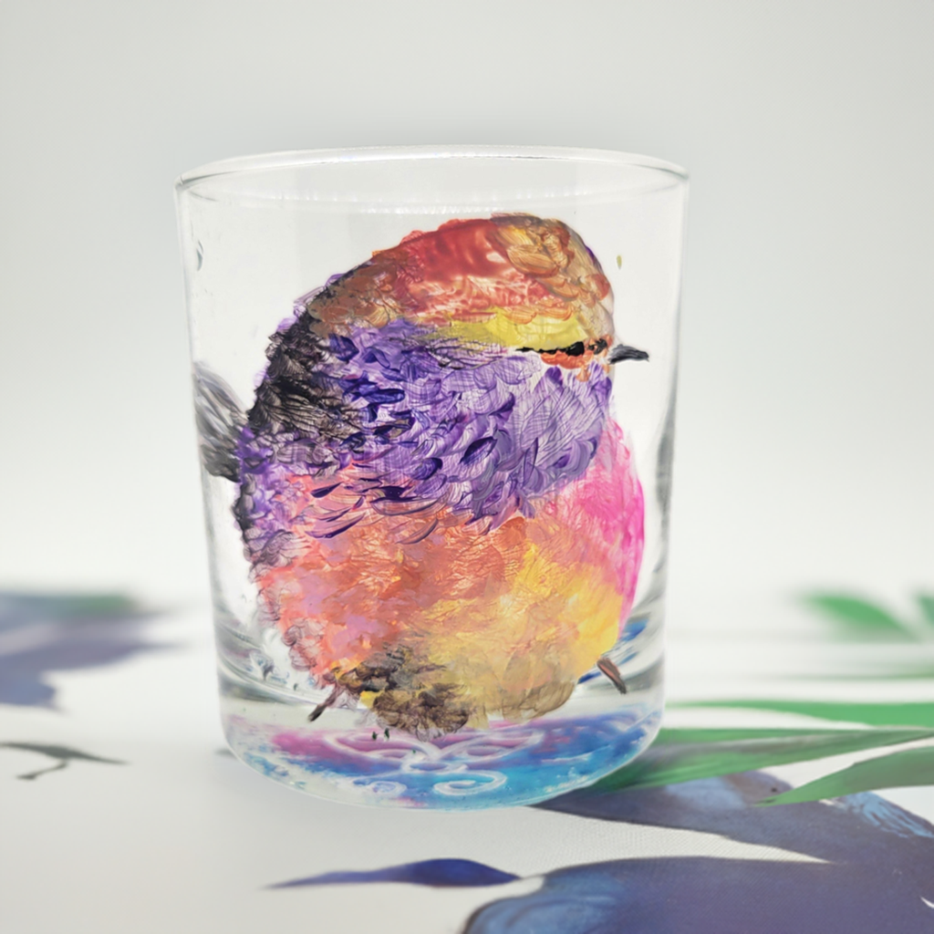 Rainbow Bird Short Glass