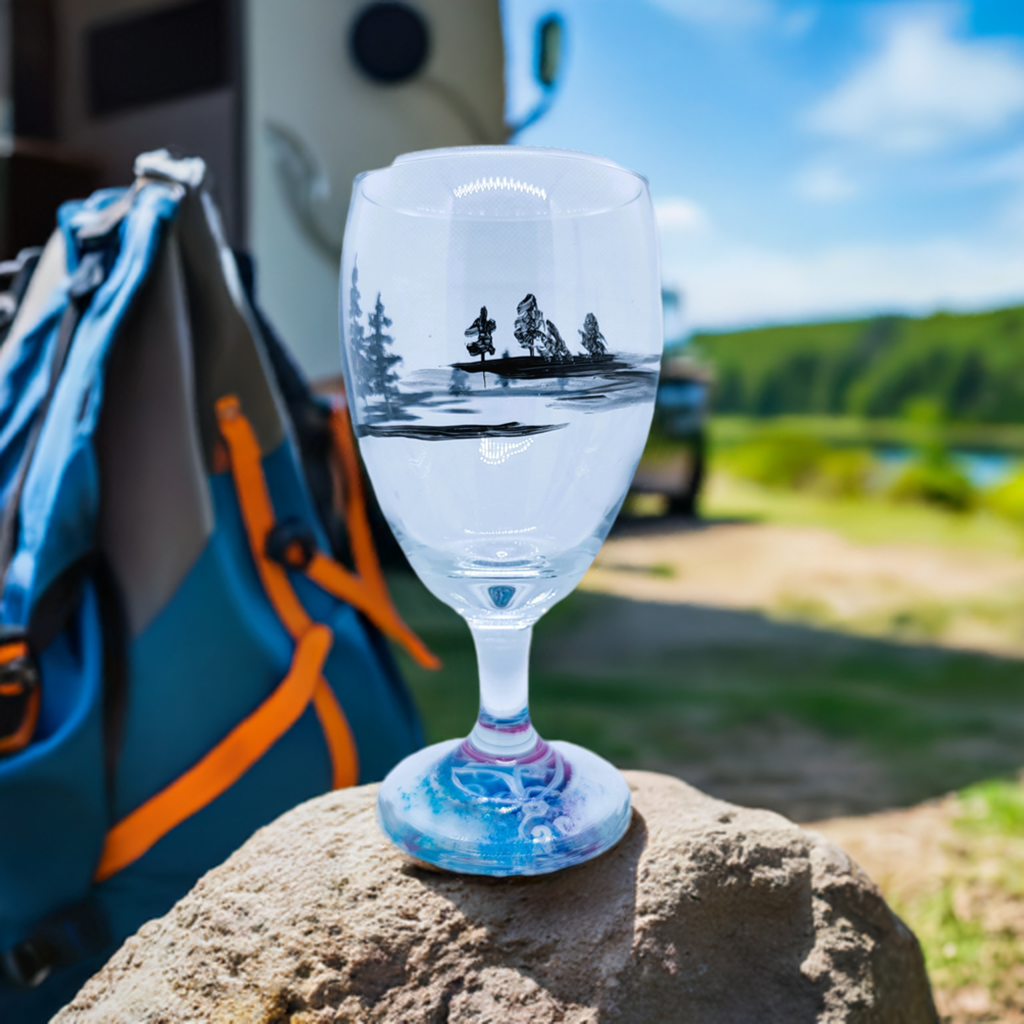 Tree and Water Landscape 16oz Goblet