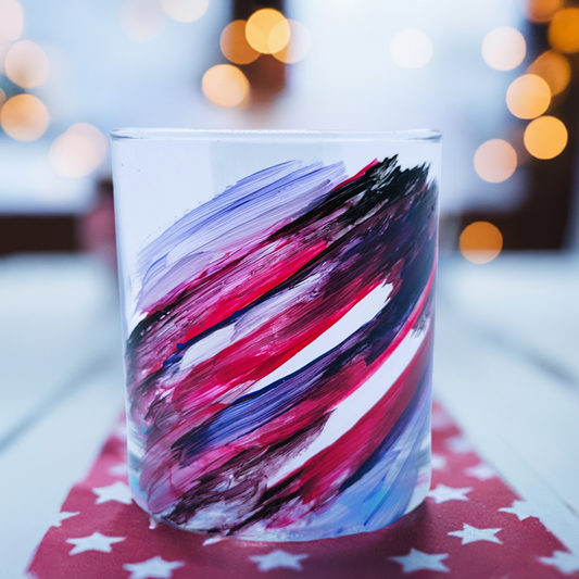 Patriotic Paint Smear Short Highball Glass